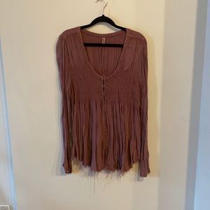 Free People tunic! Mauve color with bell sleeves.